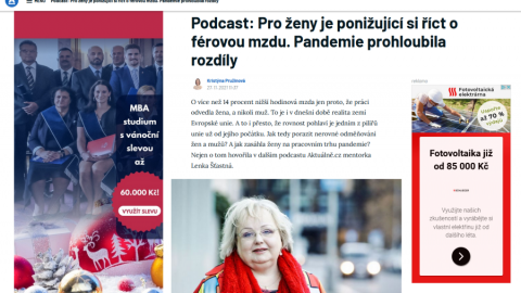 Lenka Šťastná v podcastu Aktuálně.cz: Pro ženy je ponižující si říct o férovou mzdu